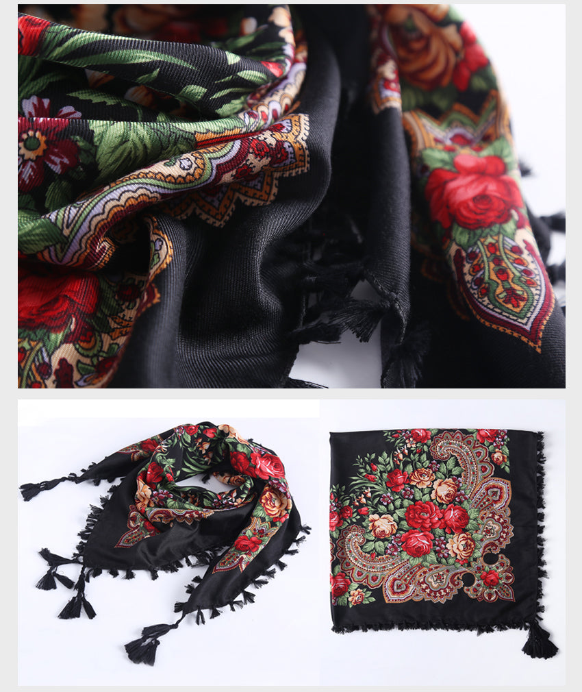 Handmade Decorative Tassel & Flower Design Scarves For Women