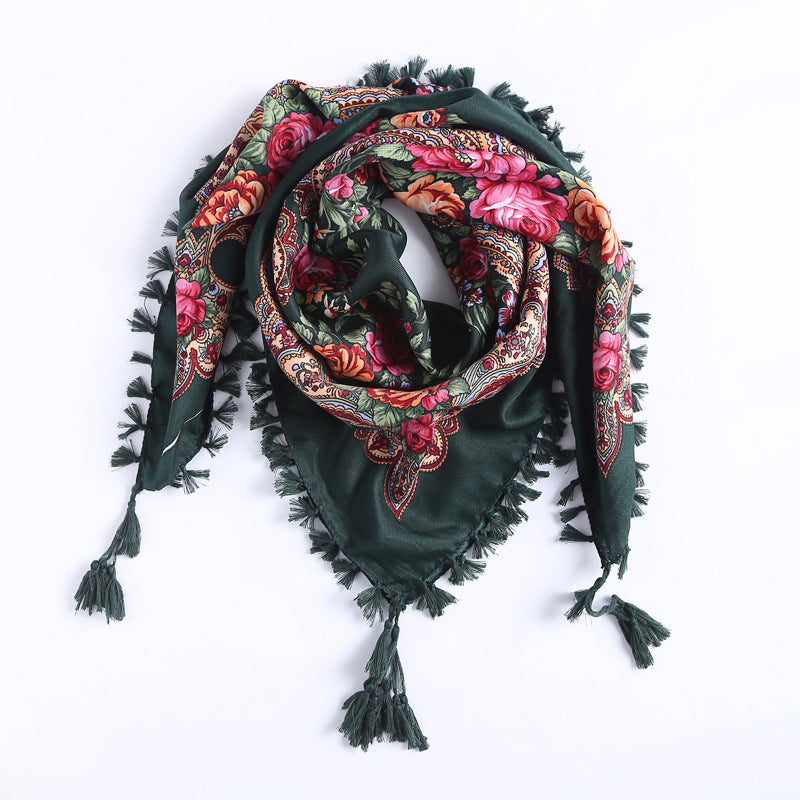 Handmade Decorative Tassel & Flower Design Scarves For Women