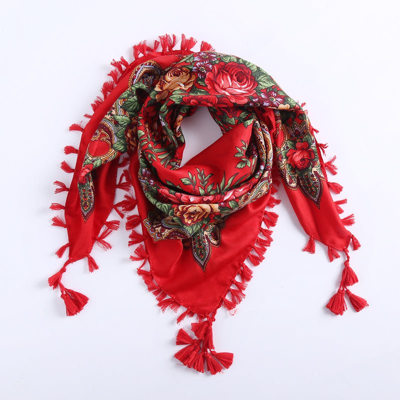 Handmade Decorative Tassel & Flower Design Scarves For Women