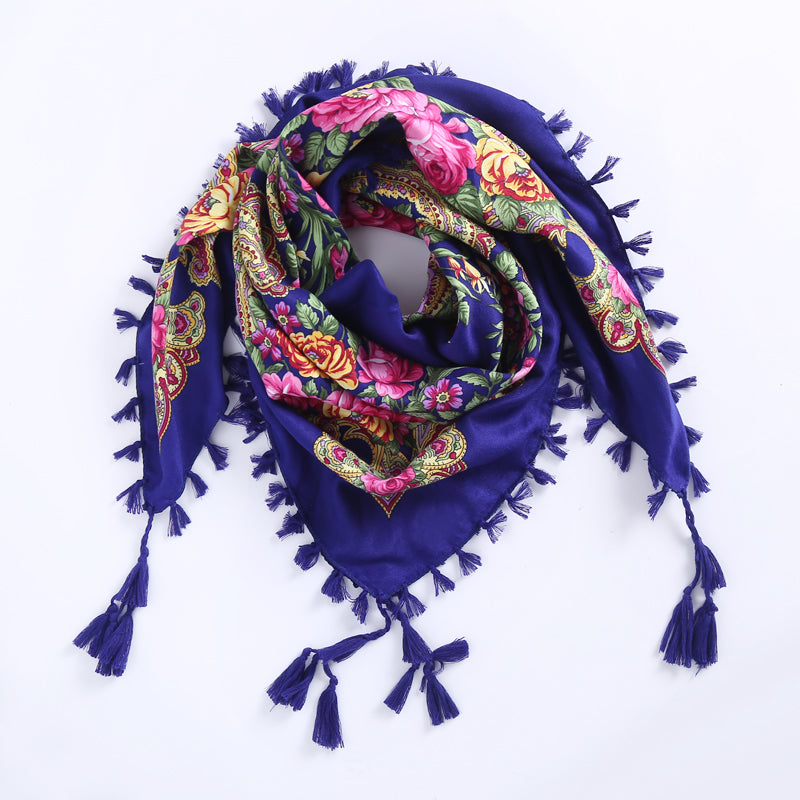 Handmade Decorative Tassel & Flower Design Scarves For Women