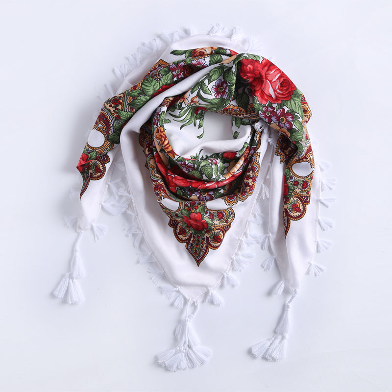 Handmade Decorative Tassel & Flower Design Scarves For Women