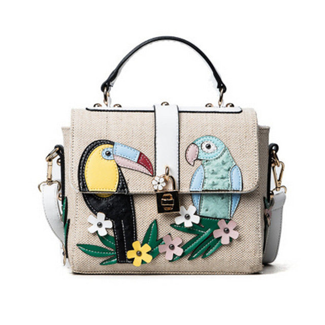 Elegant Lady Parrot Decals Pattern bws Handbag
