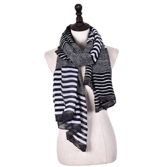 New Arrival Striped Infinity Long Cotton Scarves For Women