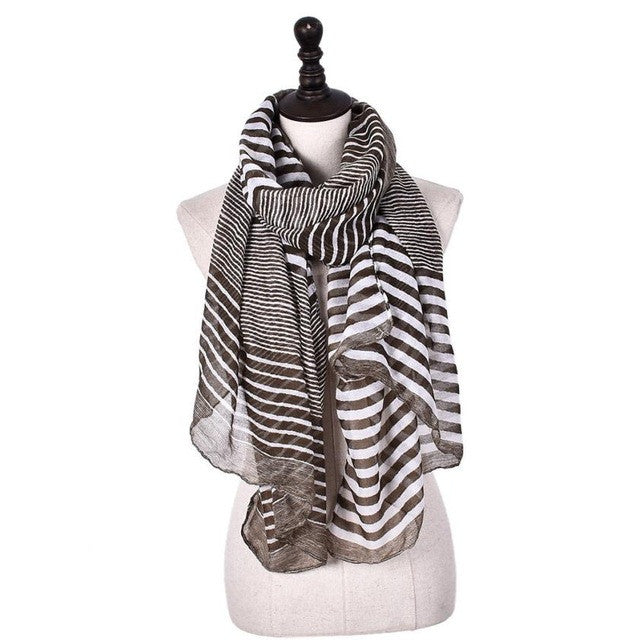 New Arrival Striped Infinity Long Cotton Scarves For Women
