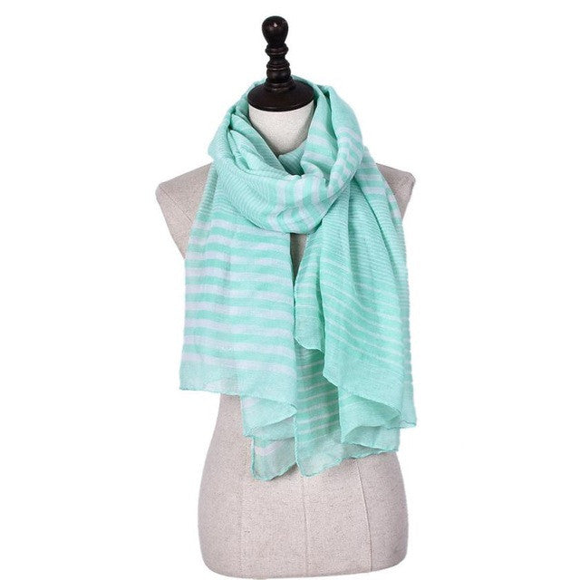 New Arrival Striped Infinity Long Cotton Scarves For Women