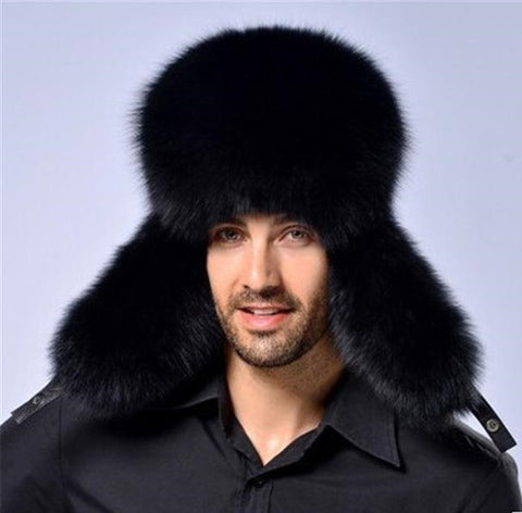 Genuine Leather Real Fur Winter Warm Thick Bomber Hats For Men