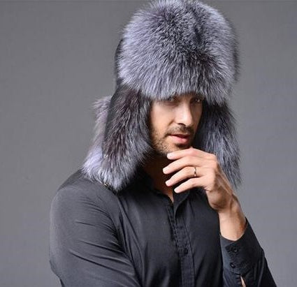 Genuine Leather Real Fur Winter Warm Thick Bomber Hats For Men