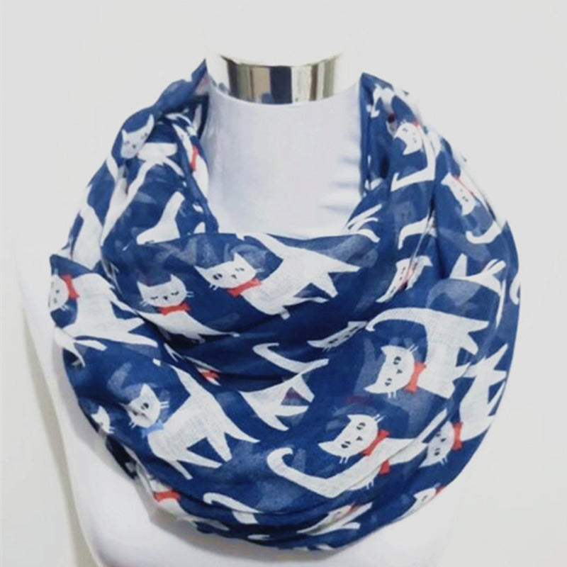 New Fashion Cute Cat Print  Scarves