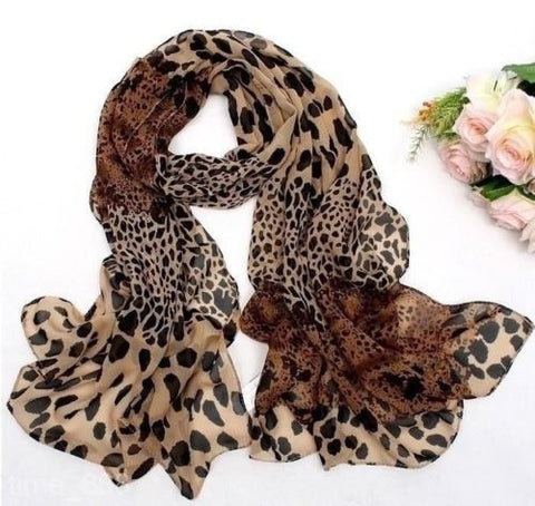 Noble Fashion Silk Leopard Chiffon Scarves For Women