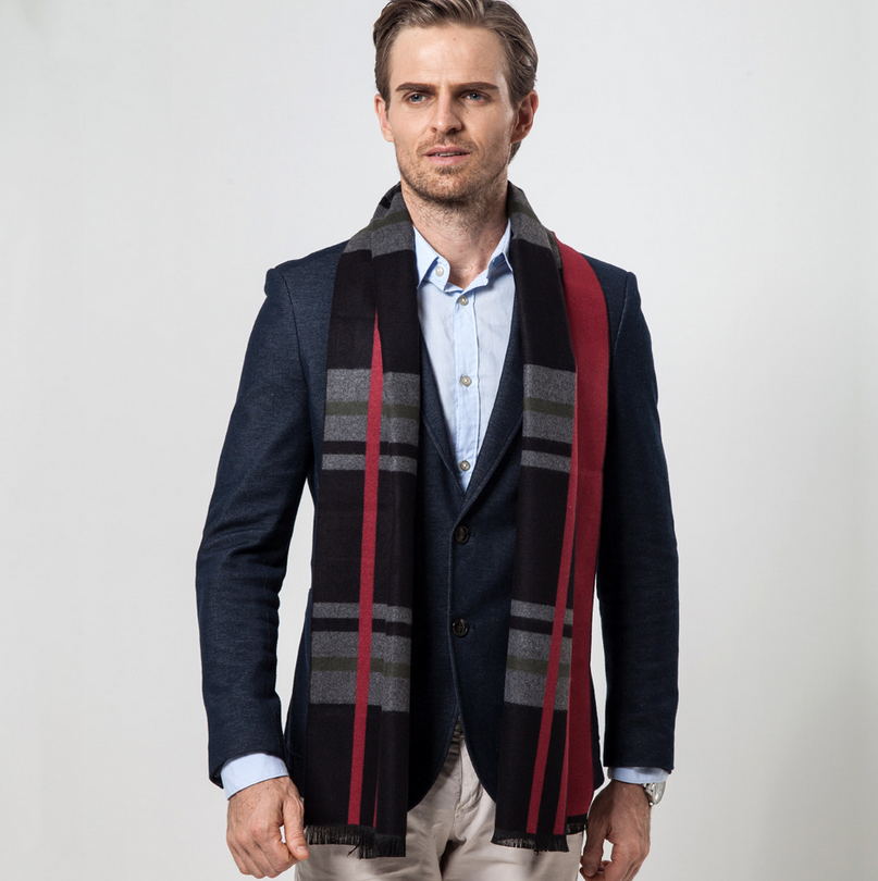 Luxury Business Casual Thick Wool And Cashmere Scarves For Men