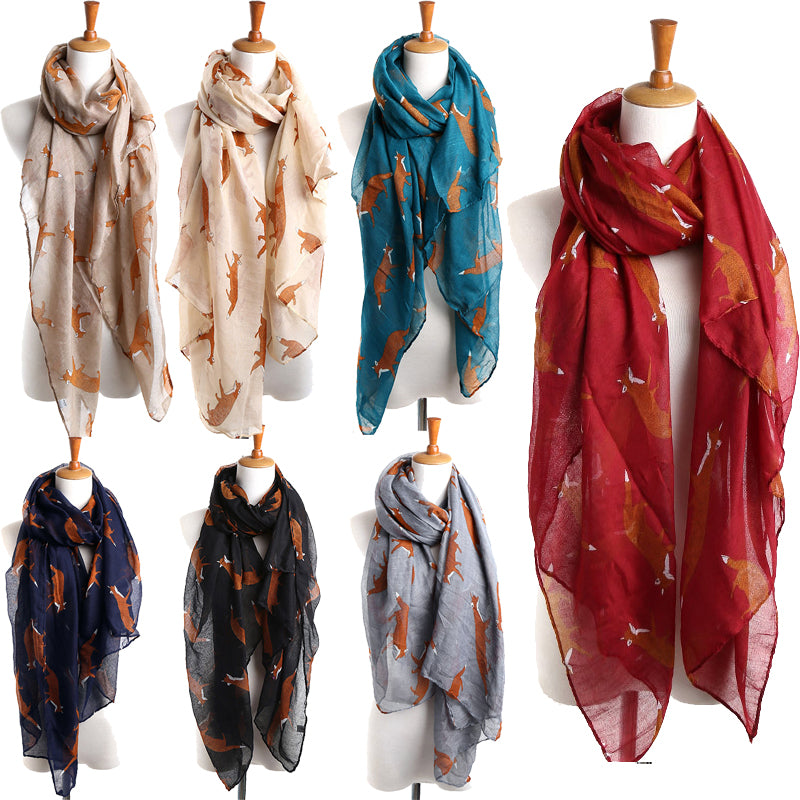 Winter Warm Soft & Elegant Fox Pattern Printed Large Scarves