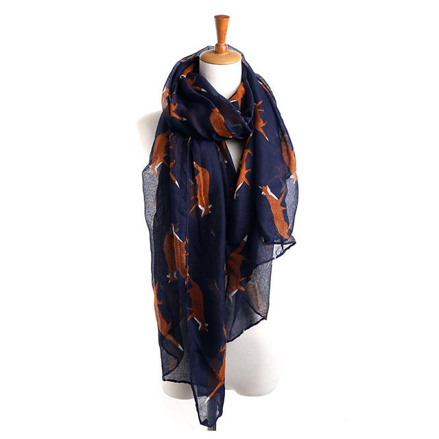 Winter Warm Soft & Elegant Fox Pattern Printed Large Scarves