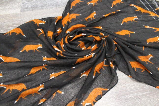 Winter Warm Soft & Elegant Fox Pattern Printed Large Scarves