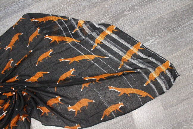 Winter Warm Soft & Elegant Fox Pattern Printed Large Scarves