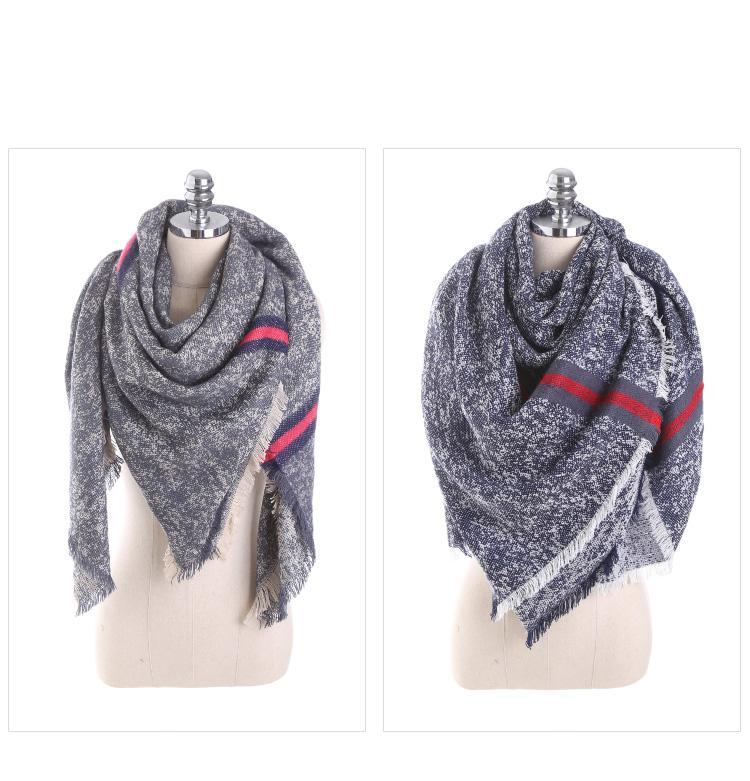 Solid Color Stitching Cashmere Blanket Warm Scarves For Women