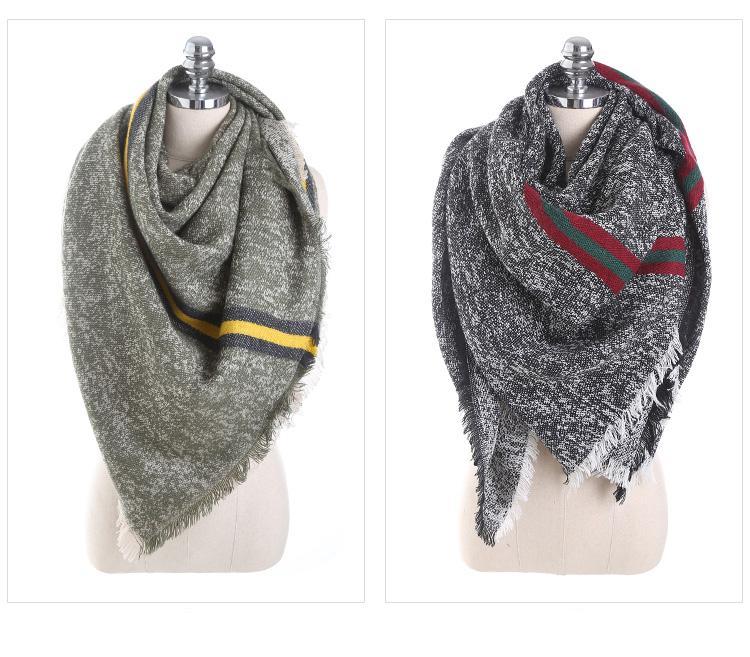 Solid Color Stitching Cashmere Blanket Warm Scarves For Women