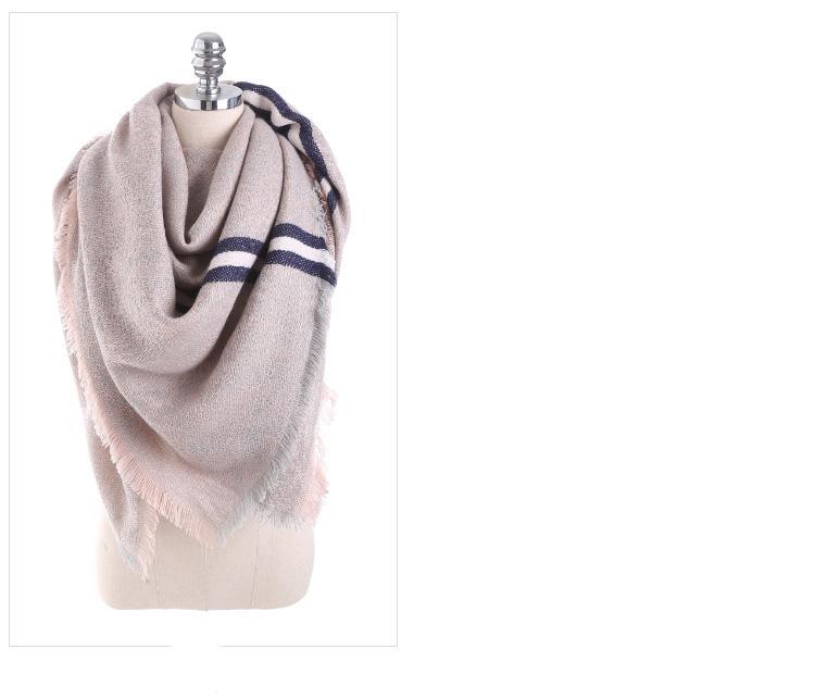 Solid Color Stitching Cashmere Blanket Warm Scarves For Women