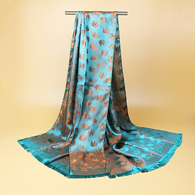 Noble Luxury Elephant Pashmina Silk Scarves