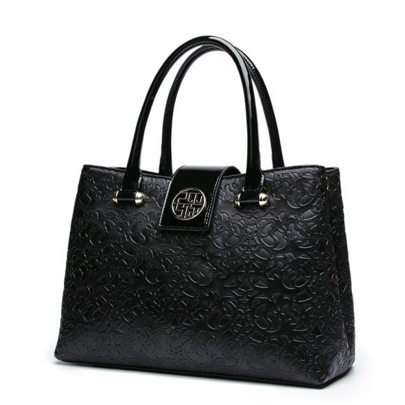 Embossed Patent Leather Tote Fashion Handbag bws