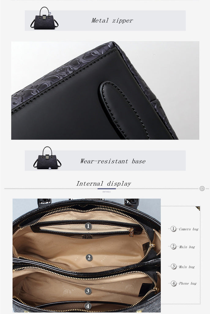 Embossed Patent Leather Tote Fashion Handbag bws