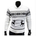 Long Sleeve Cotton Fashion Christmas Sweater For Men with Deer Pattern