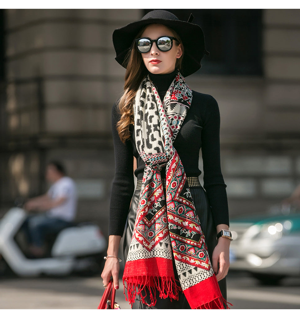 Luxury Canada Wool Pashmina Tassel Large Size Scarves