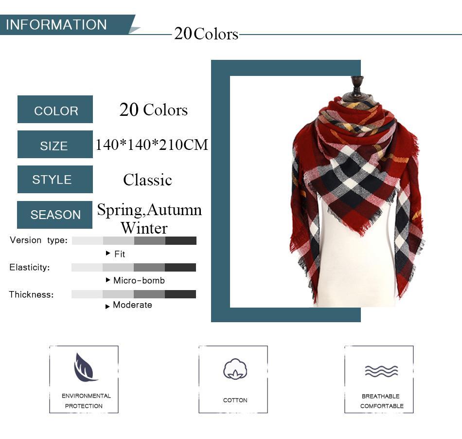 Plaid Pashmina Shawls Cashmere & Wool Scarves For Women