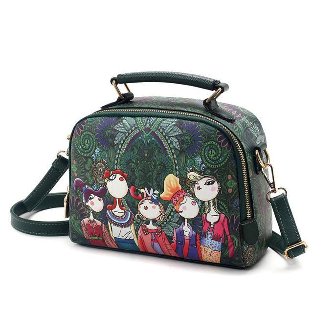 Printed Design Leather Women's Shoulder Bag Crossbody Handbag