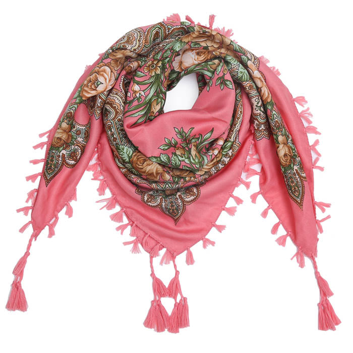 Handmade Decorative Tassel & Flower Design Scarves For Women