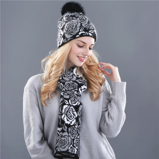 Best Deal Winter Scarves and hats For Women With Real Mink Fur