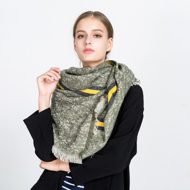 Solid Color Stitching Cashmere Blanket Warm Scarves For Women