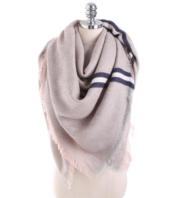 Solid Color Stitching Cashmere Blanket Warm Scarves For Women