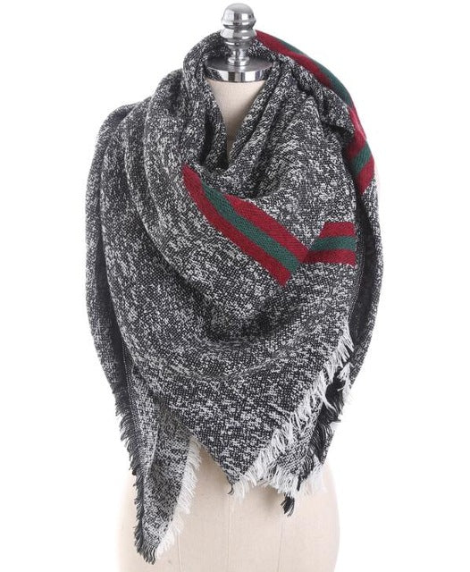 Solid Color Stitching Cashmere Blanket Warm Scarves For Women