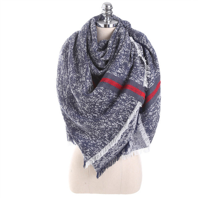 Solid Color Stitching Cashmere Blanket Warm Scarves For Women