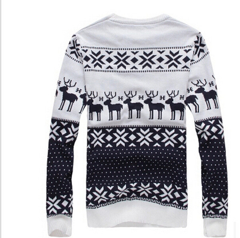 Winter Warm Christmas Deer Knitted Wool Sweater For Men