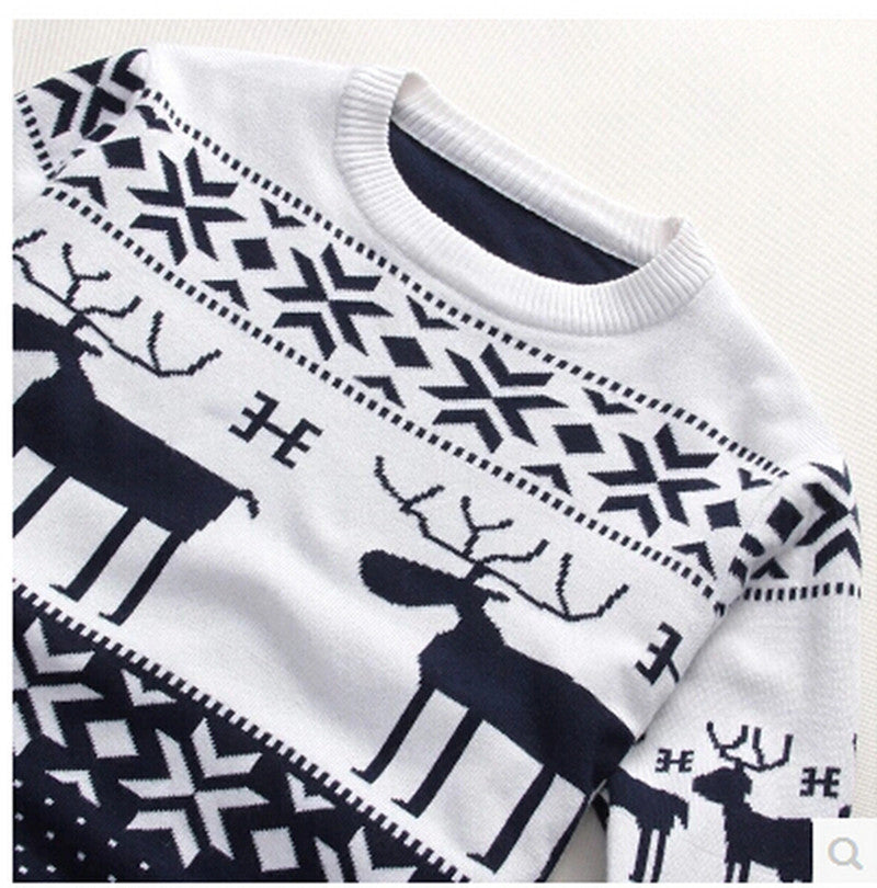 Winter Warm Christmas Deer Knitted Wool Sweater For Men