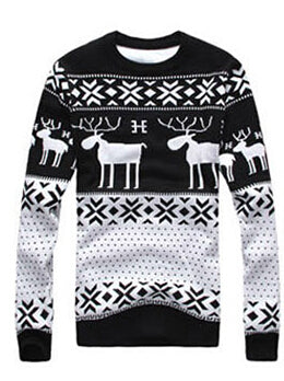 Winter Warm Christmas Deer Knitted Wool Sweater For Men