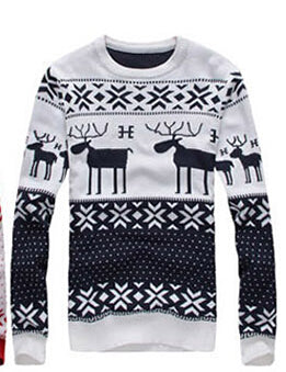 Winter Warm Christmas Deer Knitted Wool Sweater For Men
