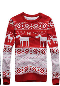 Winter Warm Christmas Deer Knitted Wool Sweater For Men