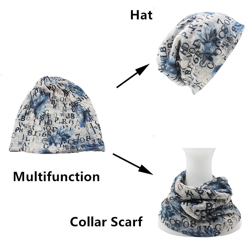 Thin Letter Design Dual-use Scarf and Hats For Women Skullies And Beanies