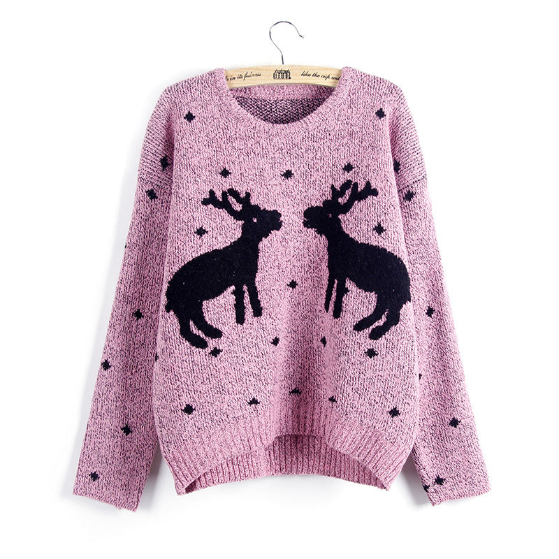 New Christmas Deer Printed Sweaters For Women