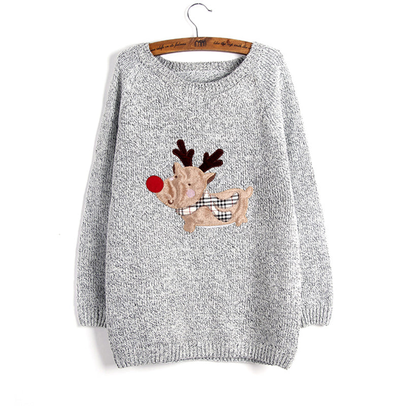 New Christmas Deer Printed Sweaters For Women