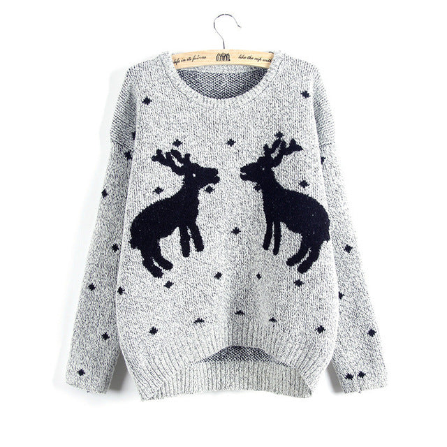 New Christmas Deer Printed Sweaters For Women