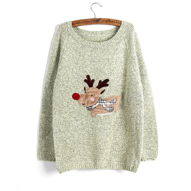 New Christmas Deer Printed Sweaters For Women