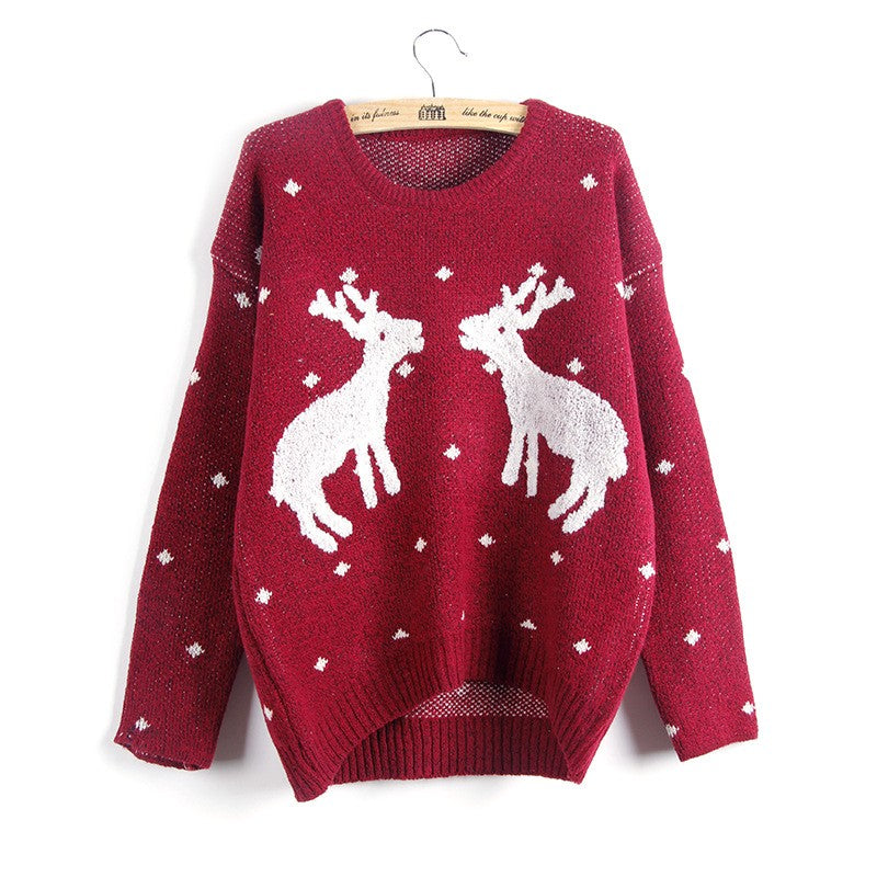 New Christmas Deer Printed Sweaters For Women