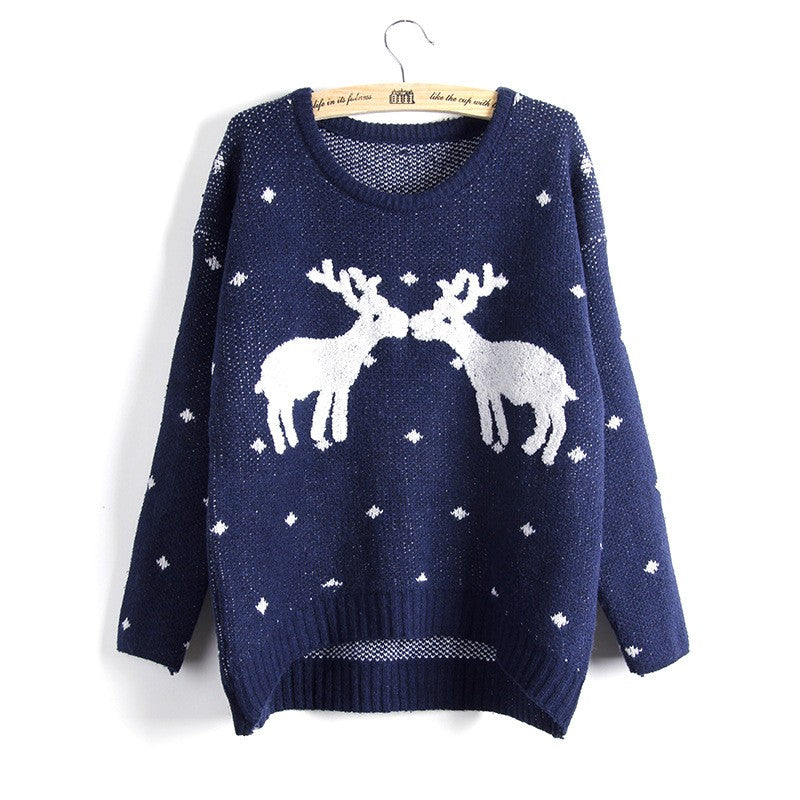 New Christmas Deer Printed Sweaters For Women