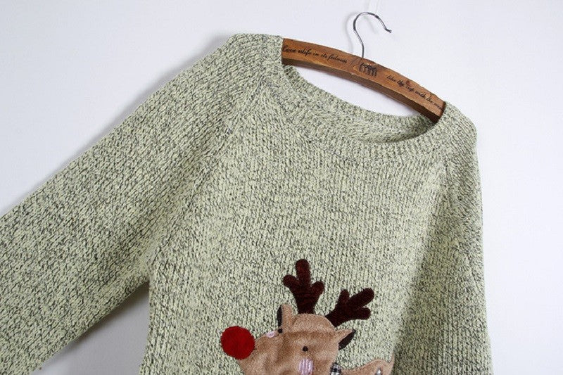 New Christmas Deer Printed Sweaters For Women