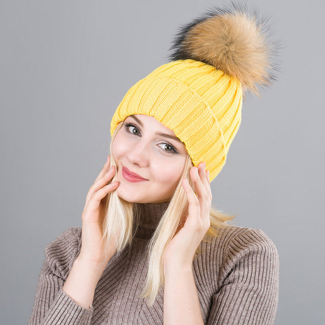 Automan & Winter High Quality Knitted Pom Pom Hats For Women