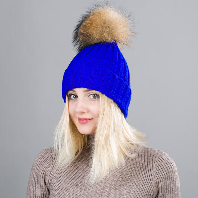 Automan & Winter High Quality Knitted Pom Pom Hats For Women