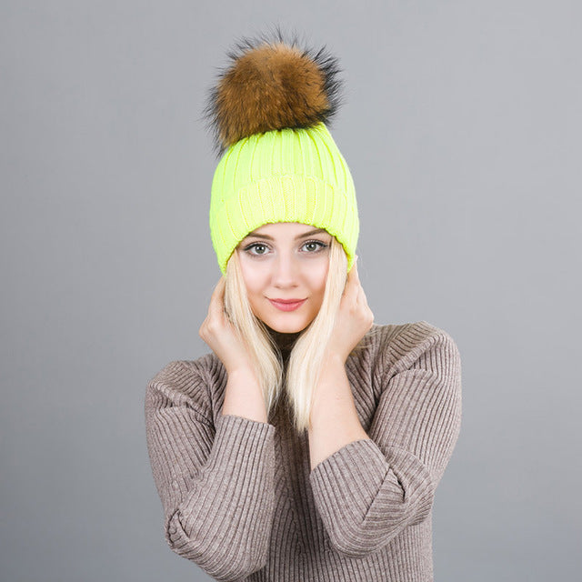 Automan & Winter High Quality Knitted Pom Pom Hats For Women